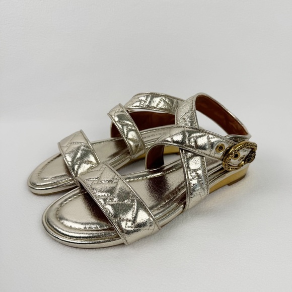 Kurt Geiger Shoes - Kurt Geiger Metallic Silver Quilted Strap Sandals